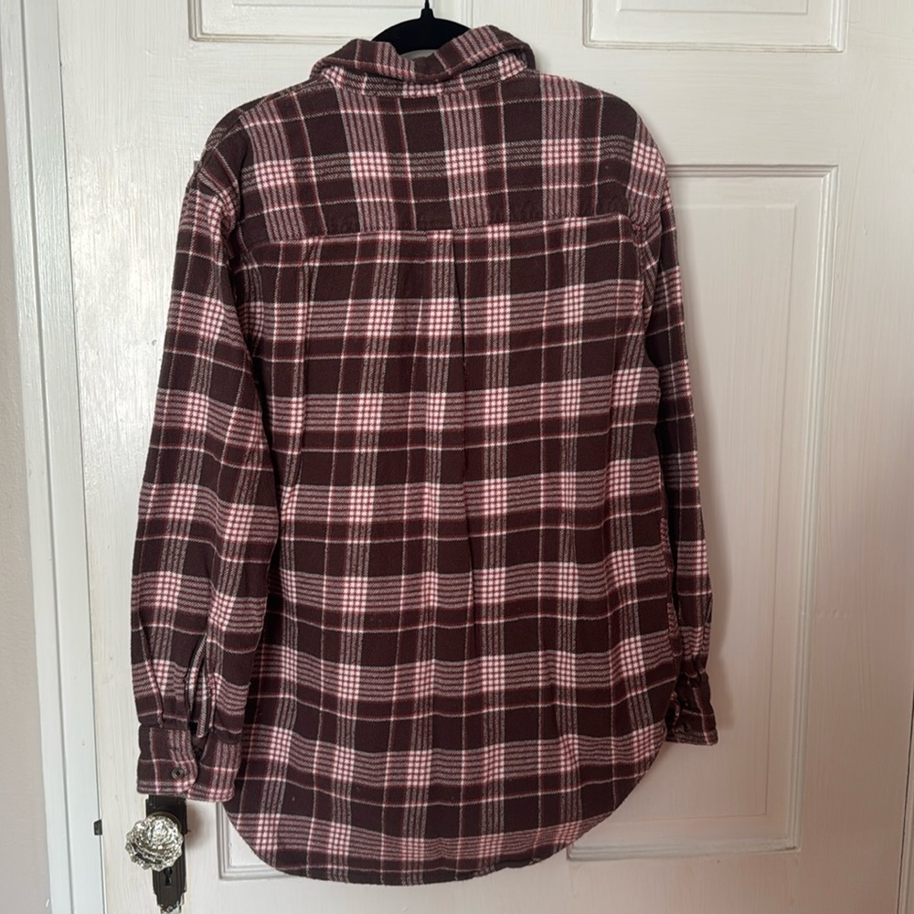 Aerie Plaid Thick Flannel Button Up Women's Shirt Brown Outdoor Size XS